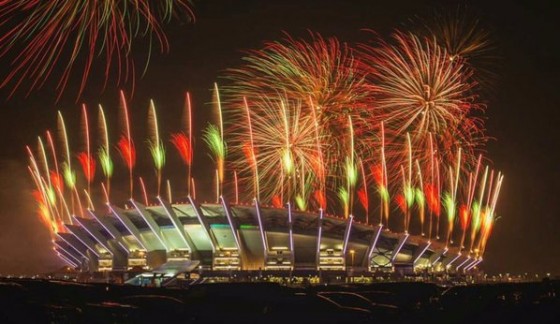 عروض الألعاب النارية في مهرجان إفتتاح ستاد جابر 18-12-2015